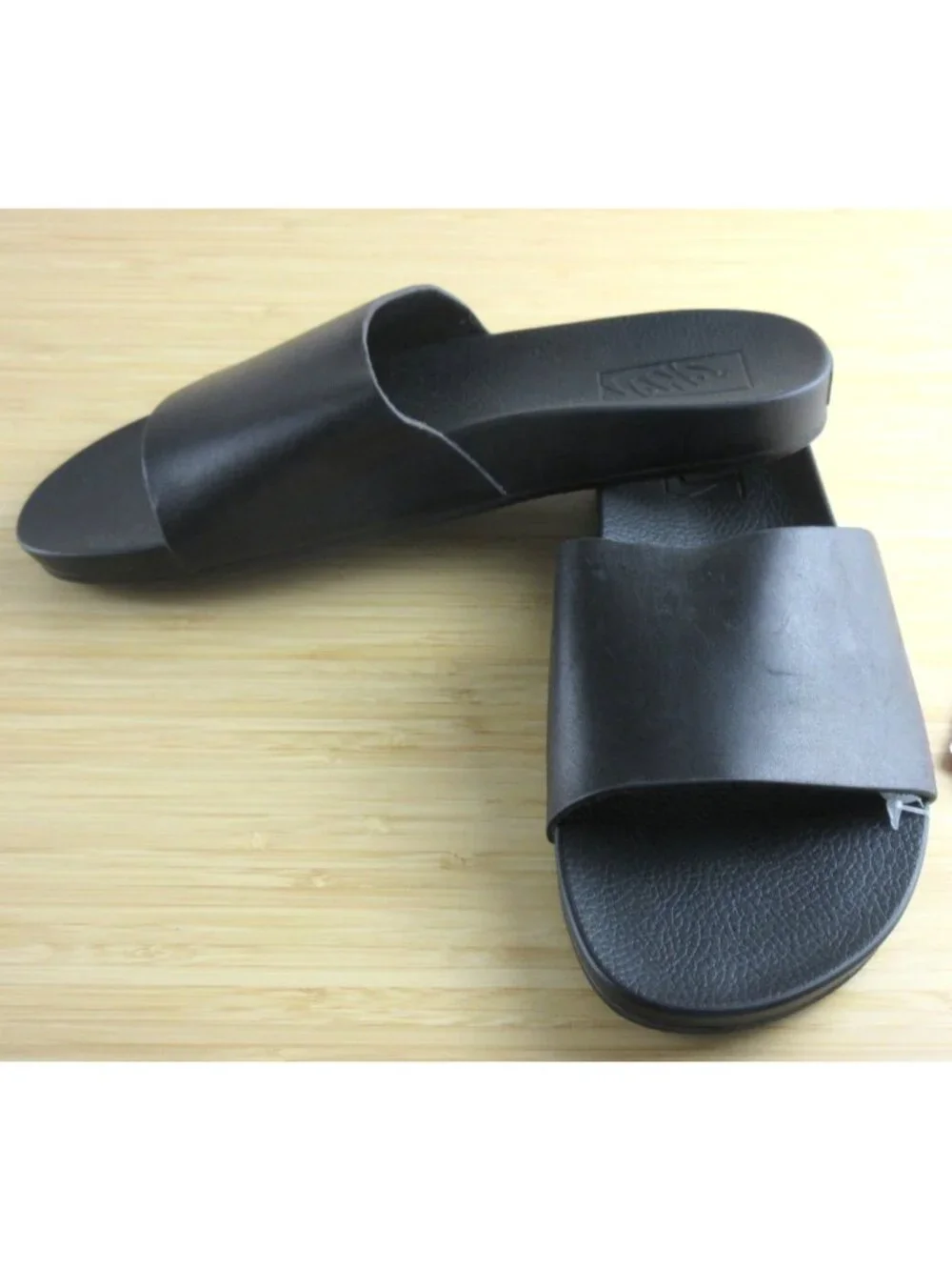Vans Women's Decon Leather Slide Sandal Casual Slip On Shoe Black Size 7 New